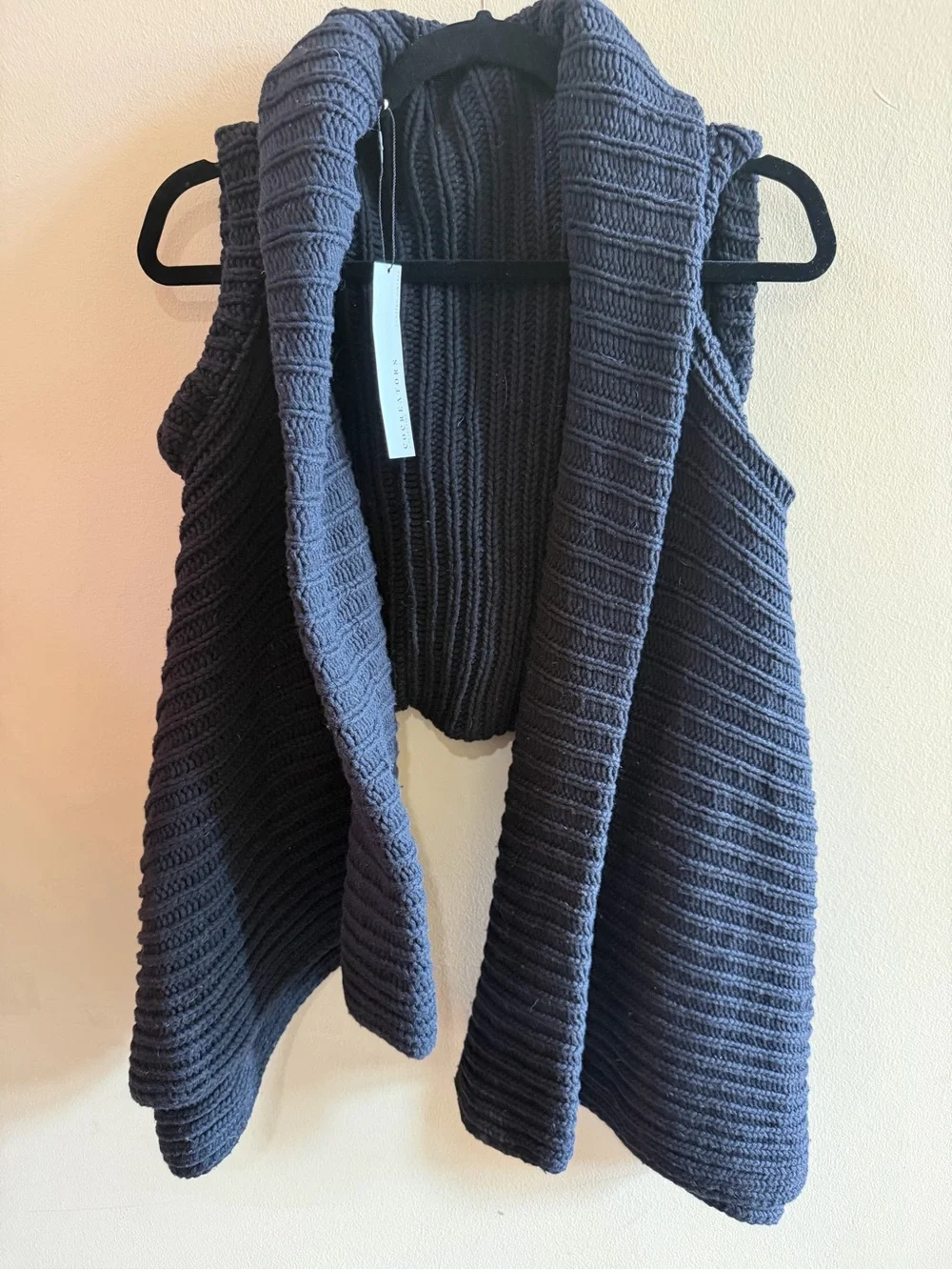 Zara Dark Gray Ribbed Open-Front Knit Vest